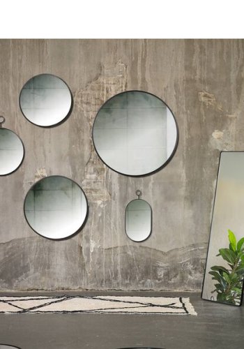 VILLA COLLECTION Vardo vgspejl, rund - spejlglas og sort jern (100)