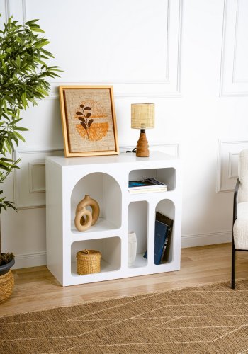 NORDVRK Lessa konsollbord, m. 5 rom - hvit melamin (80x37)