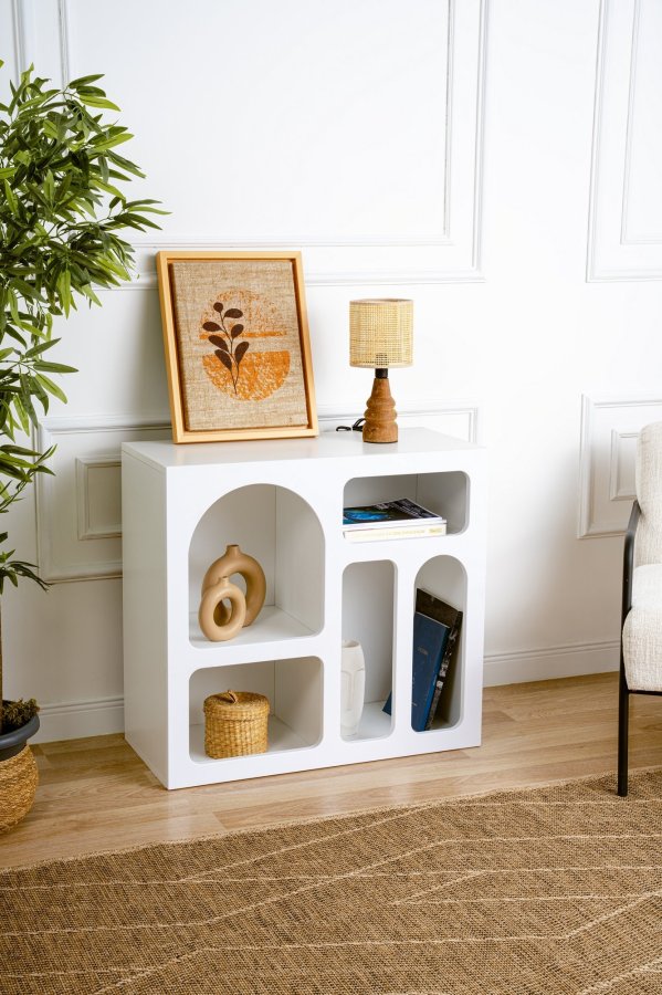 NORDVRK Lessa konsollbord, m. 5 rom - hvit melamin (80x37)