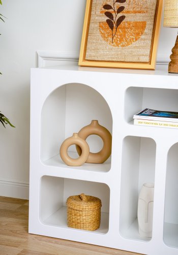 NORDVRK Lessa konsollbord, m. 5 rom - hvit melamin (80x37)