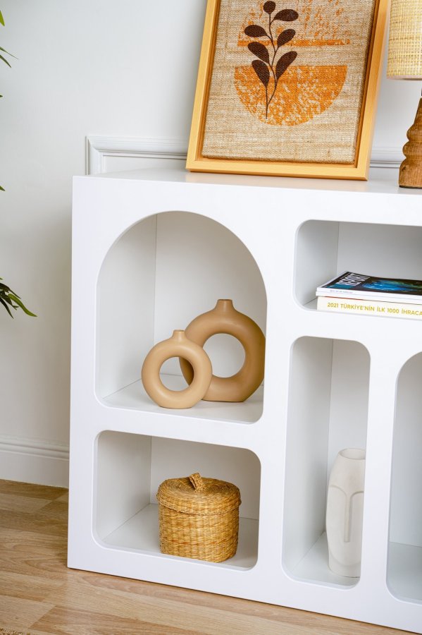 NORDVRK Lessa konsollbord, m. 5 rom - hvit melamin (80x37)