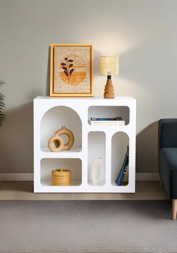 NORDVRK Lessa konsollbord, m. 5 rom - hvit melamin (80x37)