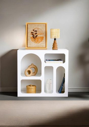 NORDVRK Lessa konsollbord, m. 5 rom - hvit melamin (80x37)