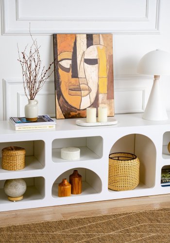 NORDVRK Lorin konsollbord, m. 7 rom - hvit melamin (160x40)