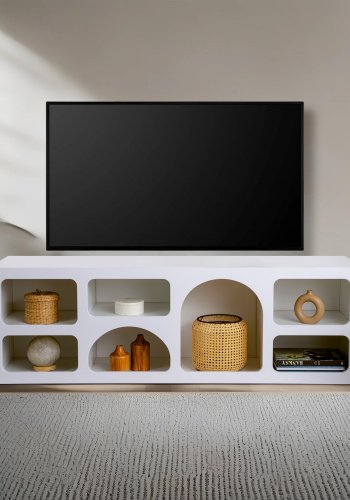 NORDVRK Lorin konsollbord, m. 7 rom - hvit melamin (160x40)