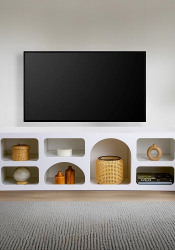 NORDVRK Lorin konsollbord, m. 7 rom - hvit melamin (160x40)