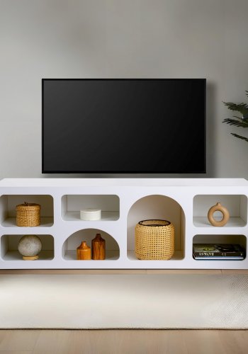 NORDVRK Lorin konsollbord, m. 7 rom - hvit melamin (160x40)