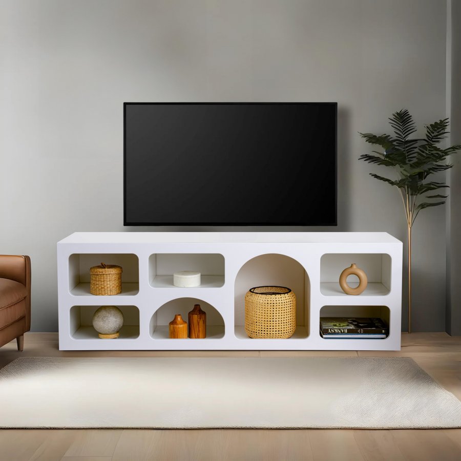 NORDVRK Lorin konsollbord, m. 7 rom - hvit melamin (160x40)