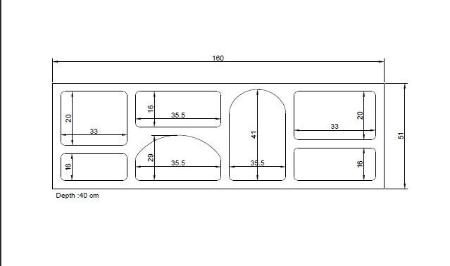 NORDVRK Lorin konsollbord, m. 7 rom - hvit melamin (160x40)