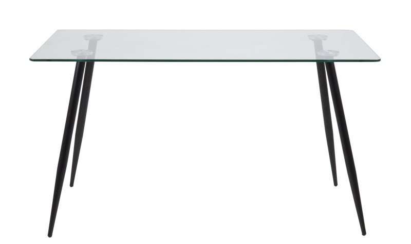 ACT NORDIC Wilma Esstisch - Klar-/Schwarzglas, mit Glasplatte und schwarzen Beinen, rechteckig, inkl. Kunststofffüße, (75x140x80)