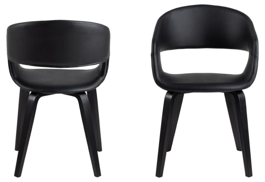 ACT NORDIC Nova Esszimmerstuhl, mit Armlehnen – schwarzes PU und schwarzes Eichenfurnier