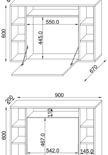 VCM NORDIC Wandila skrivbord fr vgg, med hyllor - vitt tr