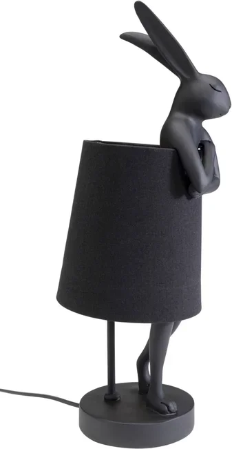 KARE DESIGN Animal Rabbit bordlampe - sort linnedhr og mat sort polyresin/stl (H:50cm)