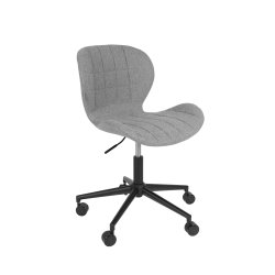 ZUIVER OMG kontorstol, h�jdejusterbar, m. hjul - gr� polyester og sort metal