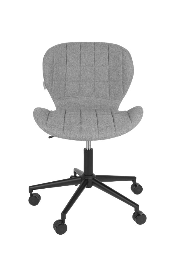 ZUIVER OMG kontorstol, hydejusterbar, med hjul - gr polyester og sort metall