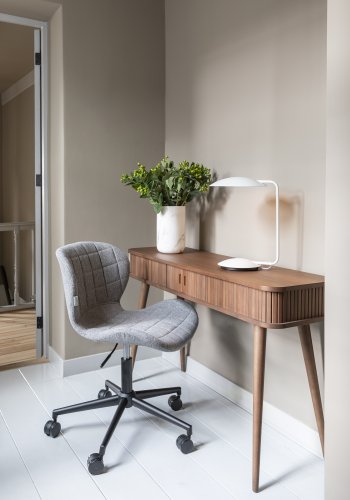 ZUIVER OMG kontorstol, hydejusterbar, med hjul - gr polyester og sort metall