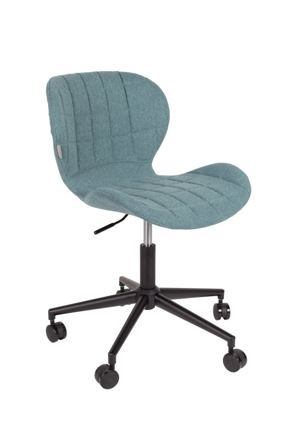 ZUIVER OMG kontorstol, hydejusterbar, med hjul - bl polyester og sort metall