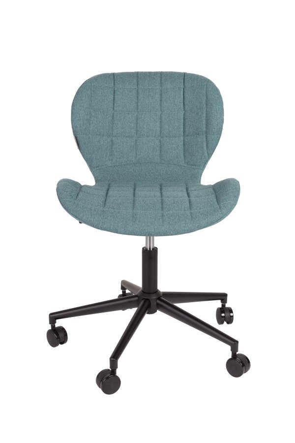 ZUIVER OMG kontorstol, hydejusterbar, med hjul - bl polyester og sort metall