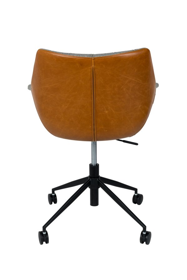 ZUIVER Doulton kontorsstol, justerbar i höjdled, med armstöd och hjul - vintage brun PU och svart polyester