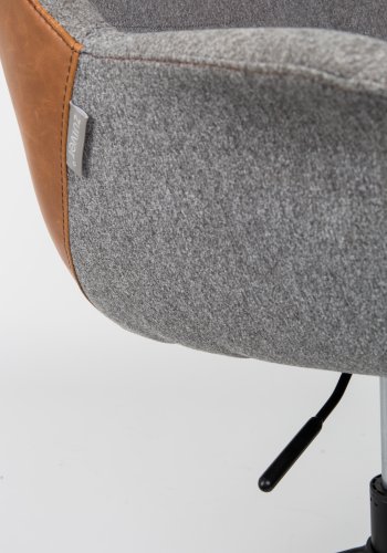 ZUIVER Doulton kontorsstol, justerbar i höjdled, med armstöd och hjul - vintage brun PU och svart polyester