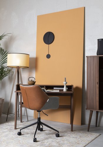 ZUIVER Doulton kontorsstol, justerbar i höjdled, med armstöd och hjul - vintage brun PU och svart polyester
