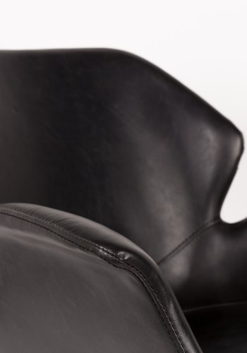 ZUIVER Nikki kontorstol, hydejusterbar, med armlener og hjul - sort PU og sort stl