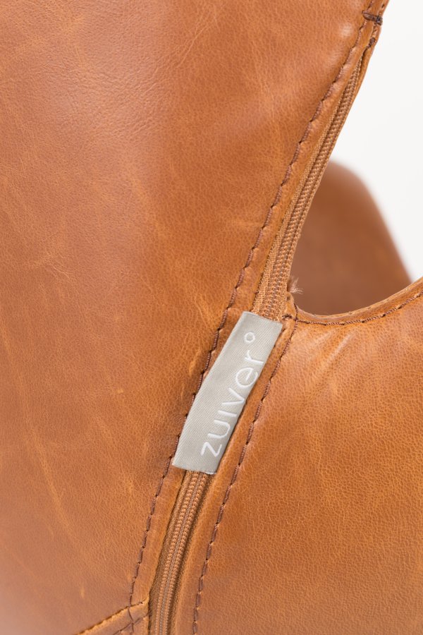 ZUIVER Nikki kontorstol, hydejusterbar, med armlener og hjul - brun PU og sort stl