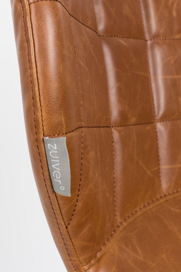 ZUIVER OMG LL kontorstol, hydejusterbar, med hjul - brun PU og sort metall