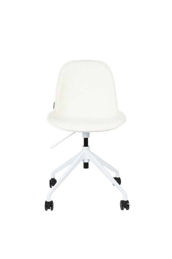 ZUIVER Albert Kuip kontorstol, m hjul - hvit polyester og hvit aluminium