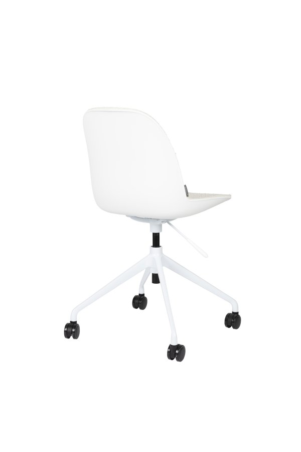 ZUIVER Albert Kuip kontorstol, m hjul - hvit polyester og hvit aluminium