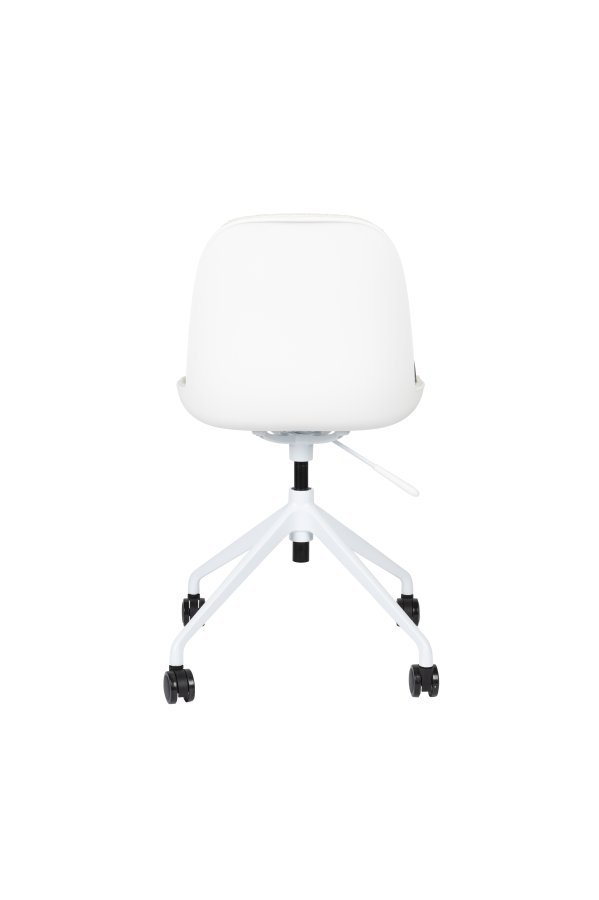 ZUIVER Albert Kuip kontorstol, m hjul - hvit polyester og hvit aluminium