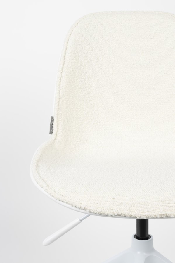 ZUIVER Albert Kuip kontorstol, m hjul - hvit polyester og hvit aluminium