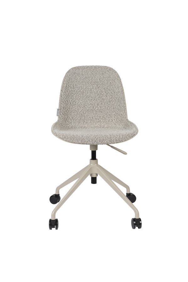 ZUIVER Albert Kuip kontorstol, m hjul - taupe polyester og taupe aluminium