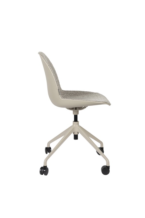 ZUIVER Albert Kuip kontorstol, m hjul - taupe polyester og taupe aluminium
