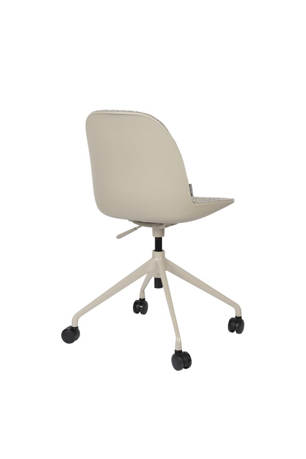 ZUIVER Albert Kuip kontorstol, m hjul - taupe polyester og taupe aluminium