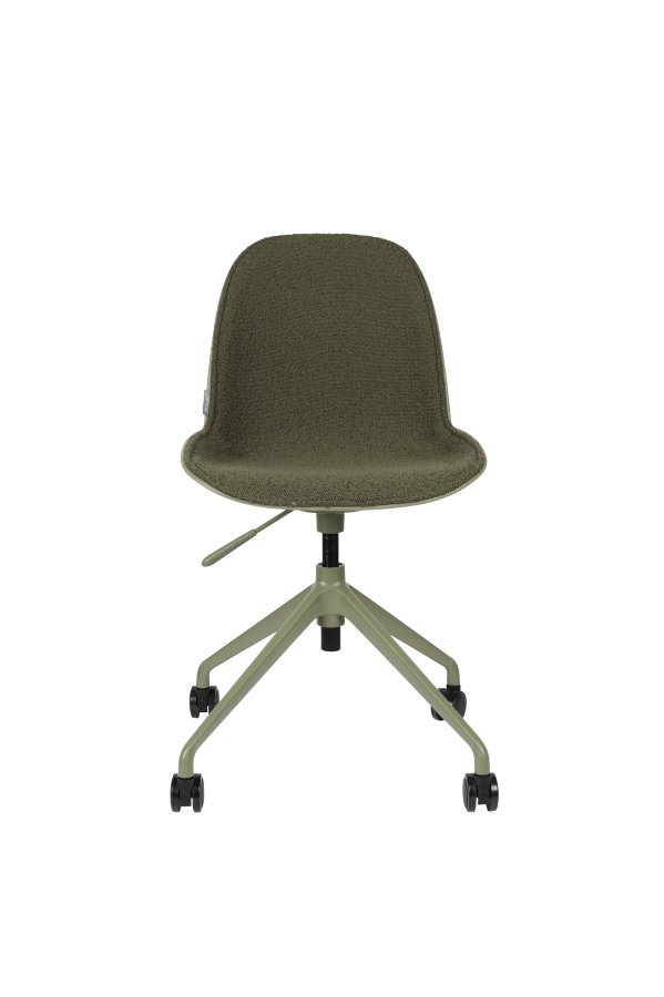 ZUIVER Albert Kuip kontorstol, m hjul - grnn polyester og grnn aluminium