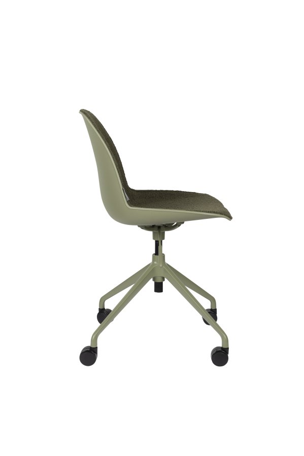 ZUIVER Albert Kuip kontorstol, m hjul - grnn polyester og grnn aluminium