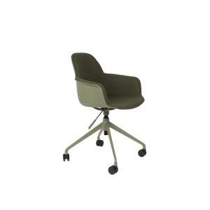 ZUIVER Albert Kuip kontorstol, med armlener og hjul - grnn polyester og grnn aluminium