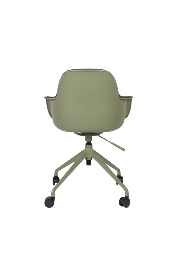 ZUIVER Albert Kuip kontorstol, med armlener og hjul - grnn polyester og grnn aluminium