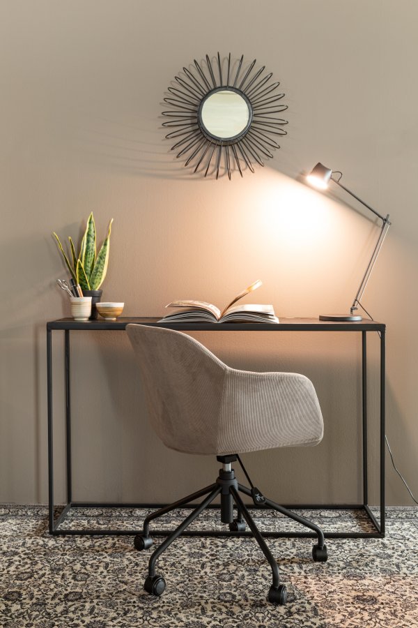 WHITE LABEL LIVING Junzo kontorstol, m. armln og hjul - gr fljl og stl