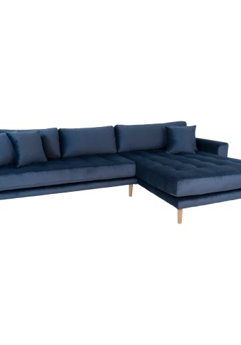 HOUSE NORDIC Lido sofa, med hyrevendt sjeselong - mrkebl velour 