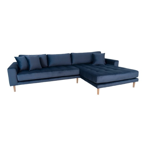 Lido sofa, m. hjrevendt chaiselong - mrkebl velour 