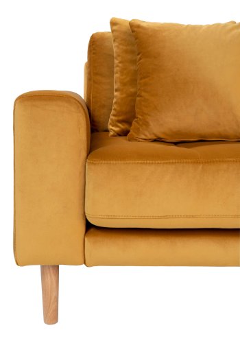 HOUSE NORDIC Lido sofa, med hyrevendt sjeselong - sennepsgul velur 