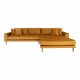 HOUSE NORDIC Lido sofa, med hyrevendt sjeselong - sennepsgul velur 