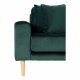 HOUSE NORDIC Lido lounge sofa, med hyre sjeselong - mrkegrnn velour og naturlig tre