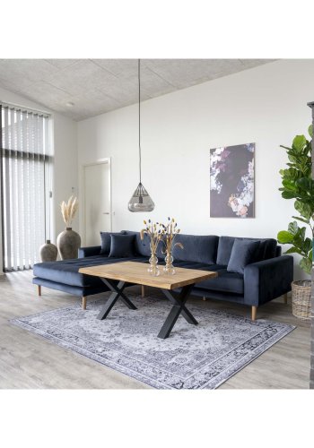 HOUSE NORDIC Lido sofa, med venstrevendt sjeselong - mrkebl velour 