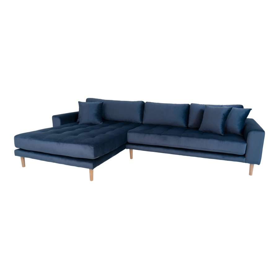 HOUSE NORDIC Lido sofa, med venstrevendt sjeselong - mrkebl velour 