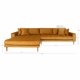 HOUSE NORDIC Lido sofa, med venstrevendt sjeselong - sennepsgul velur 
