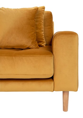 HOUSE NORDIC Lido sofa, med venstrevendt sjeselong - sennepsgul velur 