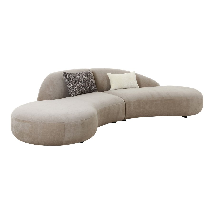 HOUSE NORDIC Sofa med 2 puter, chenille, natur, HN1256